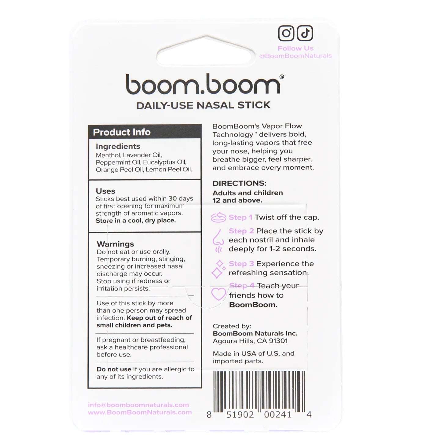 BoomBoom Nasal Stick Lavender
